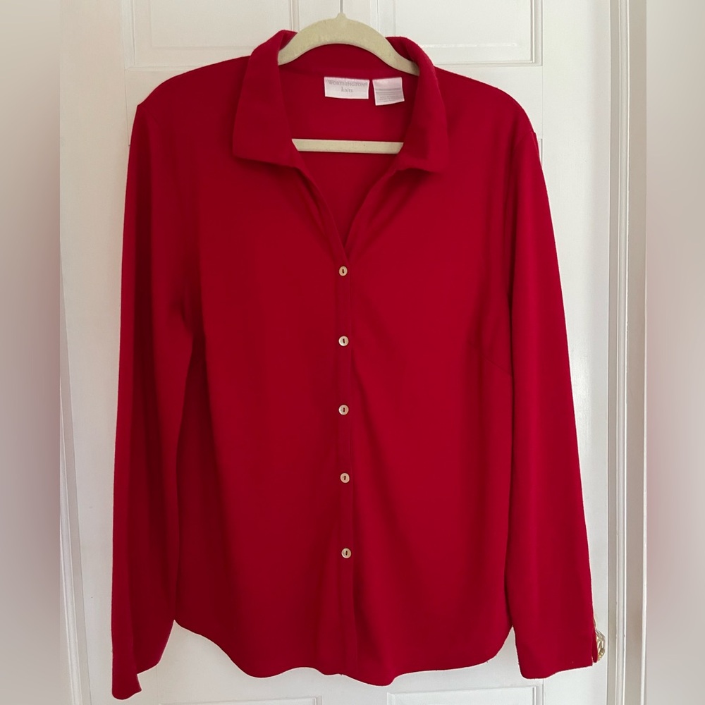 Worthington knits Vibrant Red Button-Down Shirt